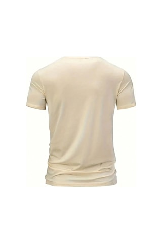 Victory Baskılı Süprem Bej T-shirt - Oversize Bisiklet Yaka Tişört Bej-280554