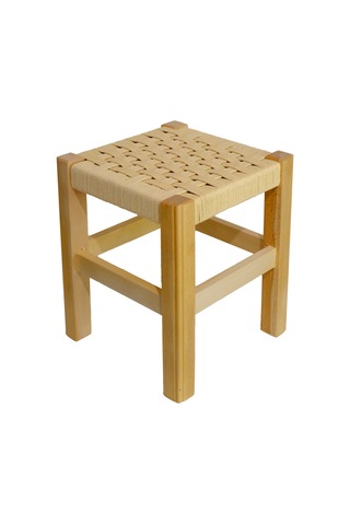 El Yapımı Ahşap Örmeli Hasır Tabure 35 Cm Şık Ve Zarif Tasarım Natural