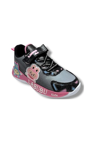 Cakgo Labubu 624-26 Simli Parlak Deri Işıklı Anatomik Kız Çocuk Sneaker Siyah Pembe 31-35 Siyah