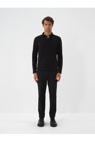 Xint Siyah Modal Dokulu Slim Fit Uzun Kollu Tişört 502280