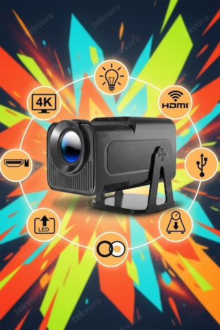 Mini Akıllı Led Projeksiyon Kablosuz Ekran Yansıtma Hdmı & Usb Taşınabilir Sinema Deneyimi