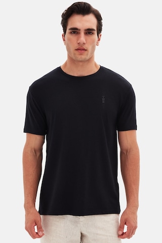 Twn Slim Fit Siyah Düz Kabartma Baskılı T-shirt 4ec148551753m Siyah