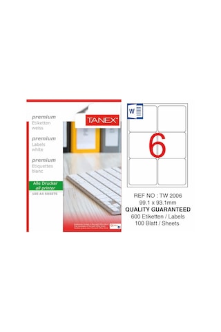 Tanex Tw-2006 Laser Etiket 99.1 X 93.1MM