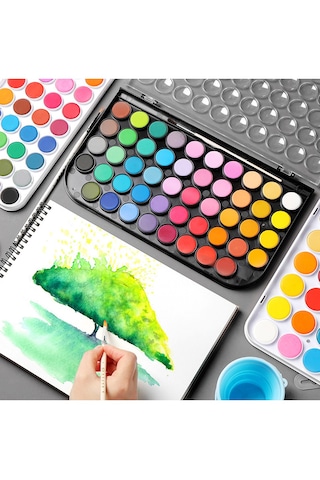 Vox Art Tablet Sulu Boya Seti 48 Renk - Su Hazneli Fırça Hediyeli