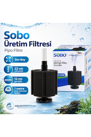 Sobo Üretim Filtresi - Pipo Filtre - Dev Boy - Temizlik Filtresi - 22x12 Cm - 1 Metre Hava Hortumu Hediye - Sb3330