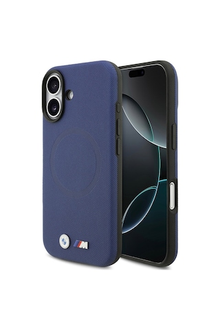 İphone 17 Uyumlu Kılıf Bmw Lisanslı M-safeli Metal Logolu Delikli M Dizayn Deri Kapak Lacivert Lacivert