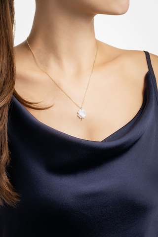 Dört Yapraklı Yonca 18 Ayar Sarı Altın Kaplama 45 Cm Gümüş Şans Kolye Sarı