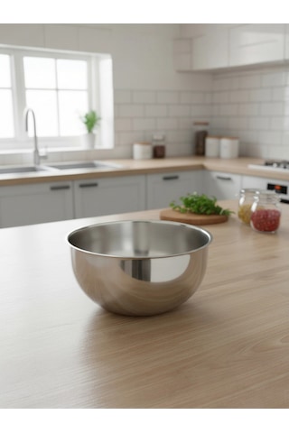 Mybru 430 Paslanmaz Çelik Karıştırma Kabı 19 Cm Çırpma Yoğurma Hamur Salata Pişirme Kasesi Metalik Gri