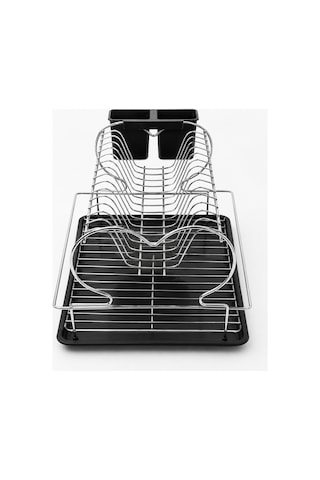 En Çok Tercih Edilen 2 Katlı Daldırma Termo Plastik Kaplama Bulaşıklık Paslanmaz & Kararma Yapmaz Ultra Geniş Kapasiteli Tabaklık,premium Mutfak Kurutmalık 45x35 Cm-krom-siyah Gümüş-krom