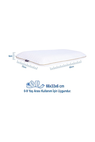 Visco Ortopedik Sensitive Baby Çocuk Yastığı 66 x 33 x 6 CM Beyaz