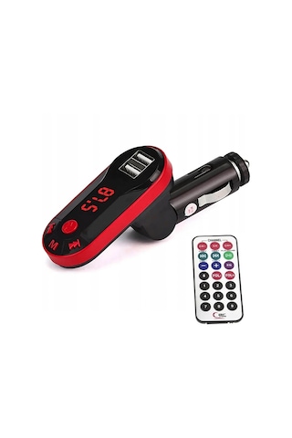 Divex Kumandalı Çakmaklık Girişli Araç Fm Transmitter Bluetooth 2xusb - Sd Kart Kırmızı Dt-600