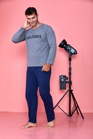 Mutlu City Erkek Penye Pamuk Regular Kalıp Cepli Sıfır Yaka Pijama Takımı 300755- Füme-füme Füme