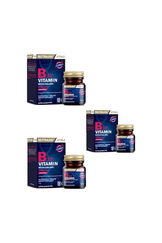Nutraxin B12 Vitamin 1000 Mcg 60 Dilaltı Tablet 3 Adet