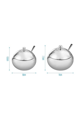 Createtech Paslanmaz Çelik Baharat Tencere Tuz Kutusu, Şeker Kase Ve Çeşni Konteyner Gümüş