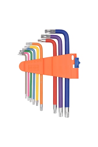 9 Parça Çok Renkli L Anahtar Seti Torx Anahtar Yıldız Anahtar Seti Uzun Kol Endüstriyel Kalite Krom Vanadyum Çeliği Torx Anahtar Allen Anahtarı
