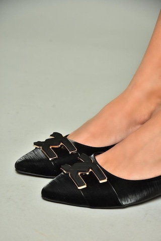 Fox Shoes U820048704 Siyah Kumaş Sivri Burun Kadın Babet Siyah-kumaş Siyah