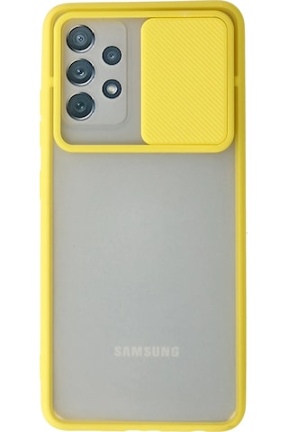 Gld-spt- Newface Samsung Uyumlu Galaxy A52 Kılıf Palm Buzlu Kamera Sürgülü Silikon - Sarı