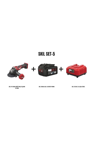 Skil Set-5 Skil XP 3930CB Akülü Avuç Taşlama 125 MM + Skil 3104AA 4AH Li Batarya Promo + Skil 3122AA 2.4A Şarj Cihazı