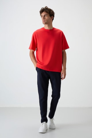 Tommy Life Fiesta - Lacivert Pamuklu Kalın Yumuşak Dokulu Oversize Fit Basic Erkek Eşofman Takım - 85251 Kırmızı - Lacivert