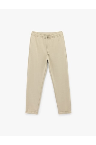 Koton Straight Fit Pike Kumaş Cep Detaylı Rahat Kesim Beli Bağcıklı Pantolon Taş 6wam40006hk Taş