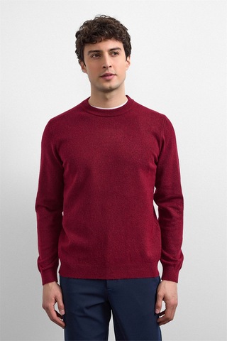 Back And Bond Bordo Regular Fit Bisiklet Yaka Triko Kazak