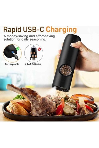 Novahub Kymq-15a Otomatik Typl-c S Arj Elektrikli Karabiber Ve Tuz Öğütücüsü Siyah Siyah