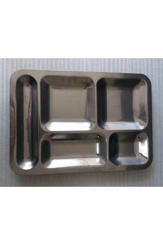 Metal Tabldot - 5 Adet - Paslanmaz Krom 430 Malzeme - 5 Bölmeli