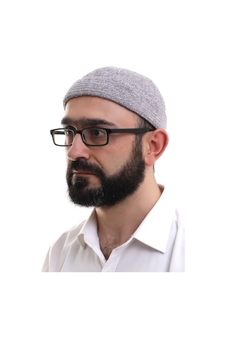Gri Katlamalı Sade Desen Kışlık Kadife Takke Şapka