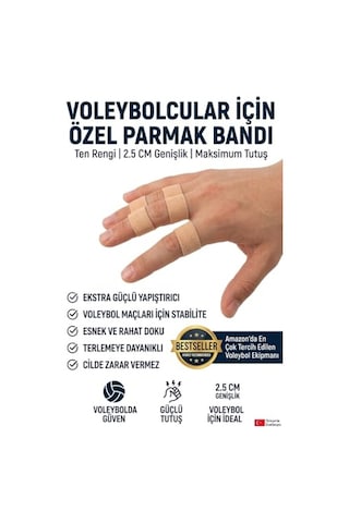 Sporcu Bandı Ekstra Güçlü Yapıştırıcı, Ağırlık Kaldırma İçin Atletik, Voleybol, Tırmanma Basketbol 2,5 Cm Ten Rengi Açık Bej