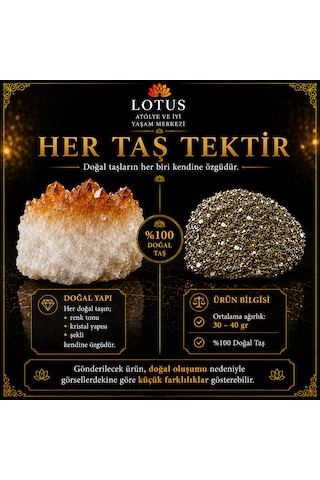 Bolluk Ve Bereket Doğal Taş Seti Pirit Ham Taşı & Sitrin Kristal Kümesi Pir-sit