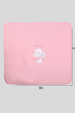 %100 Pamuklu Yenidoğan Çift Katlı Penye Bebek Battaniyesi Sb 513 Pembe Pembe