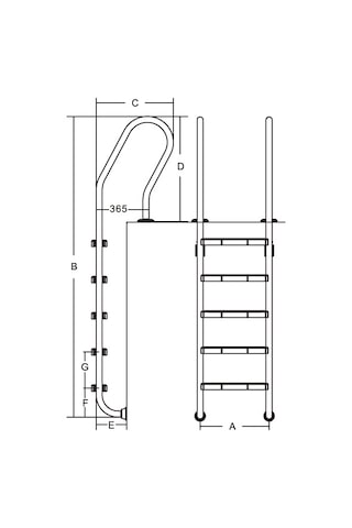 5 Basamaklı Aısı-304 Mixto Havuz Merdiveni