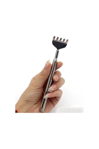 2 Adet Teleskobik Sırt Kaşıyıcı Metal Kaşağı Kaşıma Aleti Sırt Ka Gri
