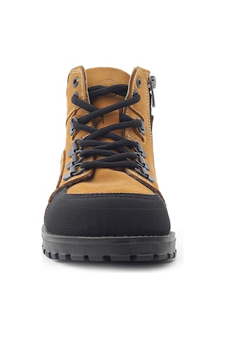 Rakerplus Hakiki Deri Sarı Bağcıklı Fermuarlı Çocuk Bot Sarı