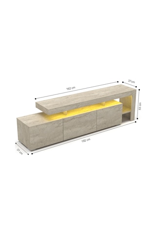 Luma Led Işıklı Tv Ünitesi Traverten