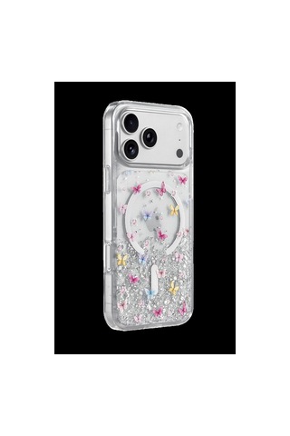 Onegif Apple iPhone Uyumlu 17 Pro Max Misk Simli Magsafe Kapak - Desen 4