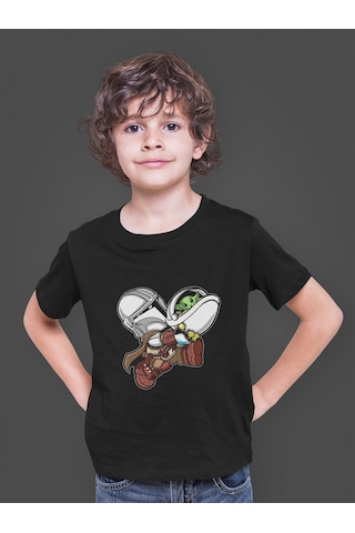 Bumeta Baby Yoda Uzay Yıldız Savaşları Çocuk Tişört T-shirt Siyah