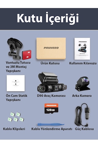 Pruveeo D90-4ch Fhd Wı-fı Gps + 128gb Sd Kart Kame