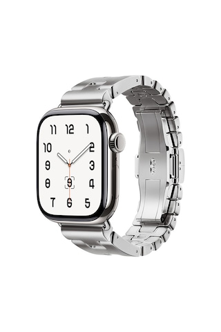 iOs Watch Uyumlu 10 46mm Zore Krd-125 Metal Kordon Strap Kayış-gümüş