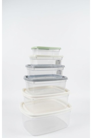 Easybox 6'lı Plastik Saklama Kabı Seti, Bpa İçermez İç İçe Geçebilir Mutfak Ve Buzdolabı İçi Düzenleyici Erzak Kabı Seti 225 Ml - 3000 Ml Şeffaf