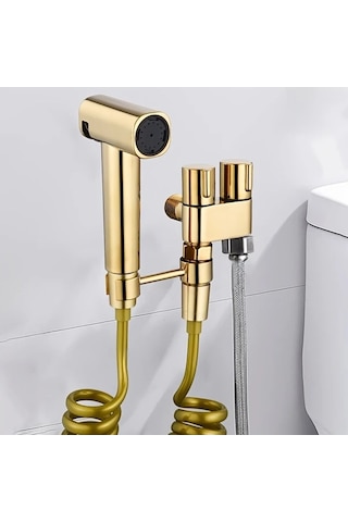 Fastbuy Challenger Altın Dayanıklı Tuvalet Sprey Tabancası 3m Hortumlu Bide Hijyen Aracı Altın