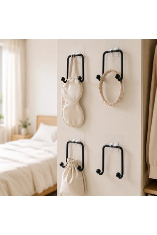 4 Lü Yapışkanlı Çok Amaçlı Askı Mutfak Ve Banyo Düzenleyici Çok Renkli