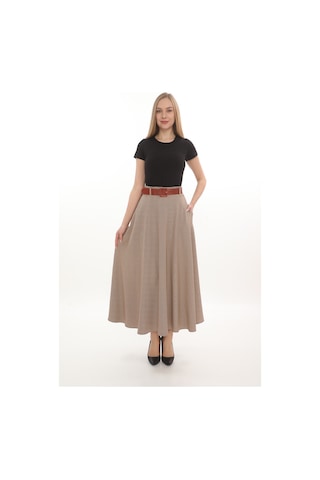 Soralline Kadın Kloş Etek 779 Kaz Ayağı Desen Kırmızılı Kırmızı