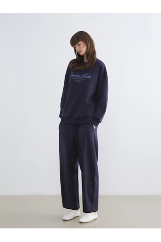 LC Waikiki Lcw Vision Lacivert Beli Lastikli Kadın Kalın Eşofman Altı Dark Navy