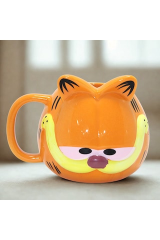 Garfield 3d Karakter Tasarımlı Porselen Kupa Bardak Dekoratif Kedi Kupa Turuncu