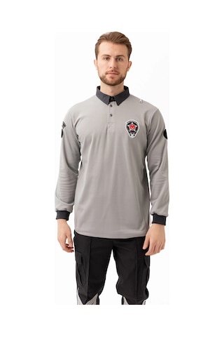 Münih Güvenlik Uzun Kol T-shirt Kurumsal Güvenlik Personel Kıyafeti Gri-füme