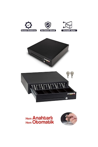 Stilmax Pr4112v Büyük Boy Elektronik Kasa Çekmecesi Çelik Gövde, 5+5 Para Bölmeli, 41 41 Cm