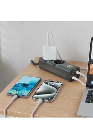 Vtn-54 67w Hızlı Şarjlı Akıllı Çoklu Priz 2000w Güç, 2 Usb-c + 2 Usb-a Çıkışlı, Telefon & Laptop U 1.5 M