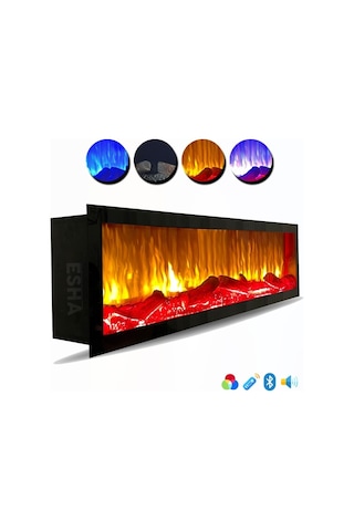Esha Home Elektrikli Yapay Dekoratif Şömine Bluetooth+sabit Çitirti 150x35x18 Cm