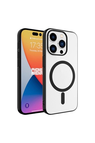 Apple Uyumlu iPhone 15 Pro Kılıf Zore Wireless Şarj Özellikli Pixel M-safe Kapak Siyah